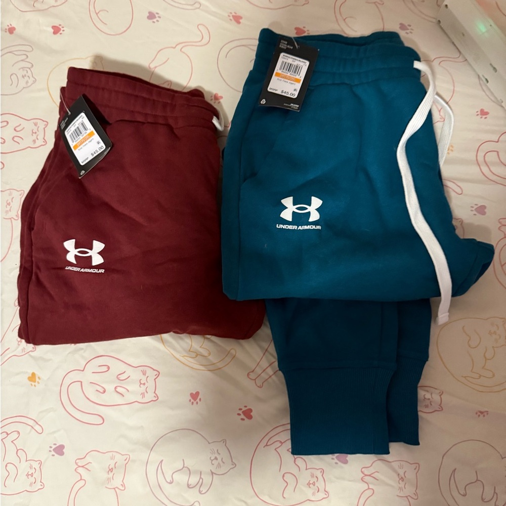 Under Armour Blue and Red Sweatpants Athletic Style